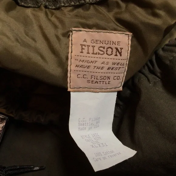 C.C. Filson Foul Weather Rain Pants Cover Cloth Oil Finish Tin Wind Repel XL Vtg